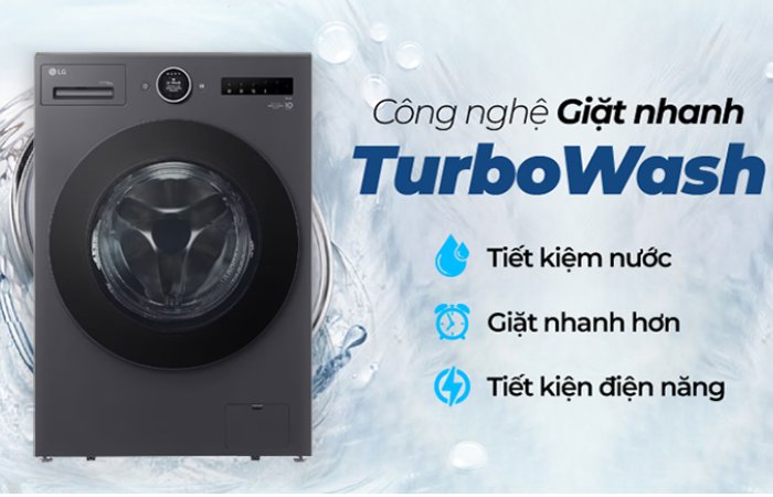 Máy giặt sấy LG Inverter 17kg F2517RNTG lồng ngang - Công nghệ giặt nhanh TurboWash, tiết kiệm thời gian