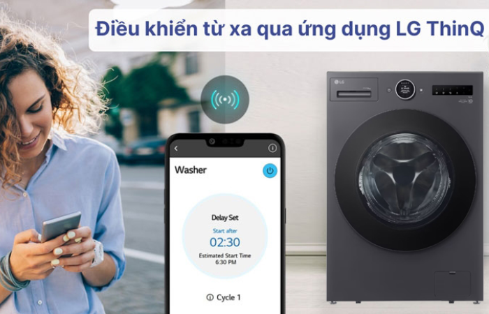 Máy giặt sấy LG Inverter 17kg F2517RNTG lồng ngang - Điều khiển tiện lợi từ xa qua ứng dụng LG ThinQ