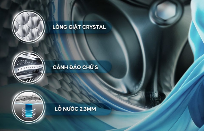 Lồng giặt Crystal tăng cường hiệu quả giặt