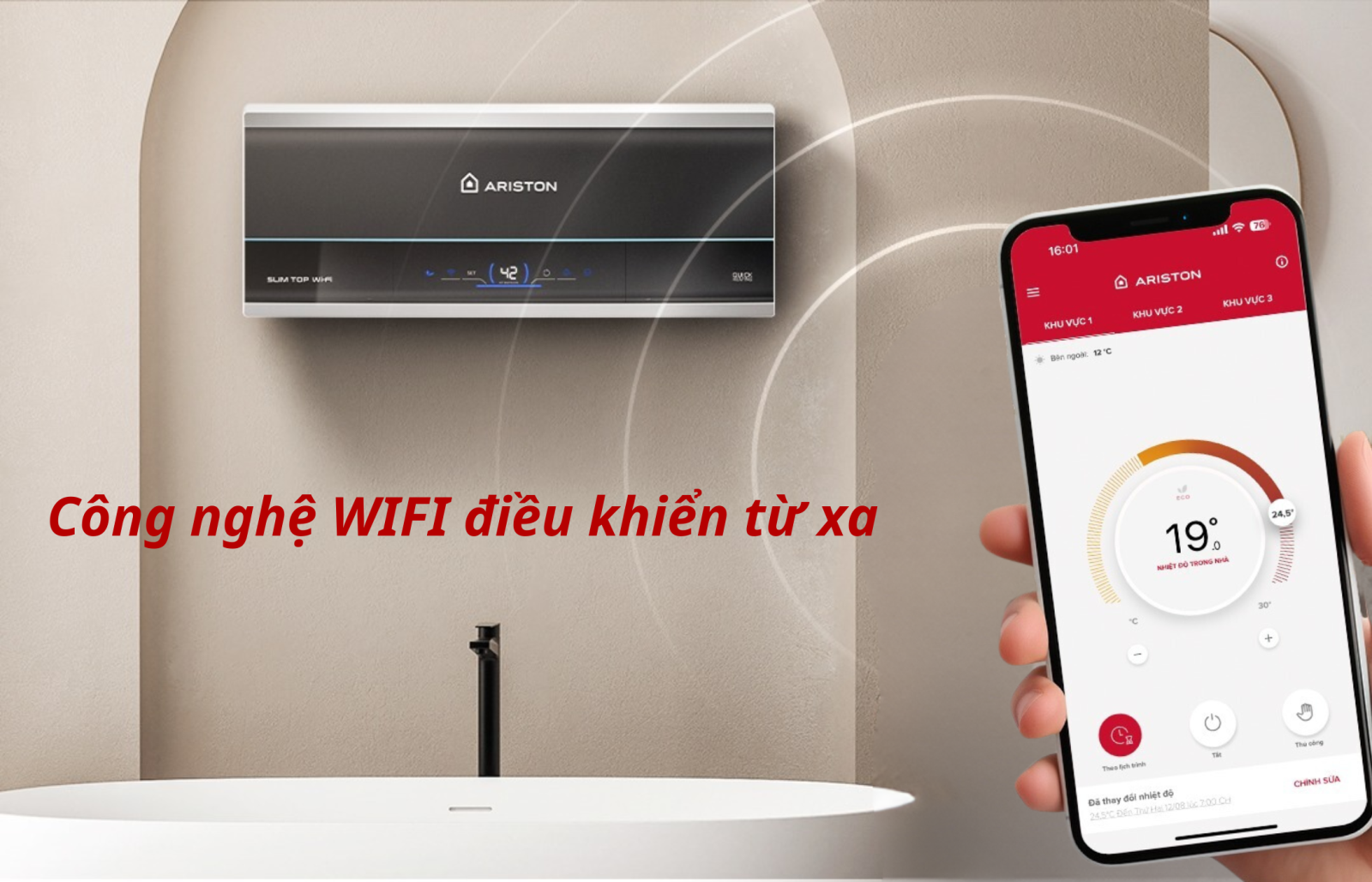 Bình nóng lạnh Ariston 20 lít SLIM3 20 TOP WIFI