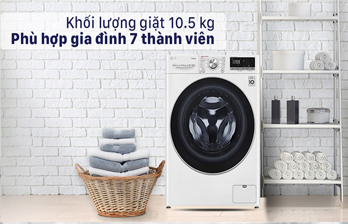 Máy giặt LG 10.5Kg cửa ngang FV1450S3W