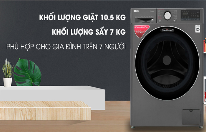 Máy giặt LG 10.5Kg + Sấy 7Kg FV1450H2B
