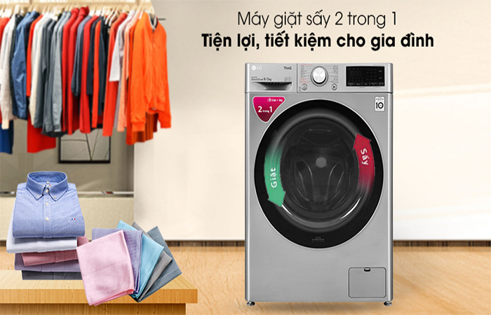 Máy giặt sấy LG 9kg FV1409G4V