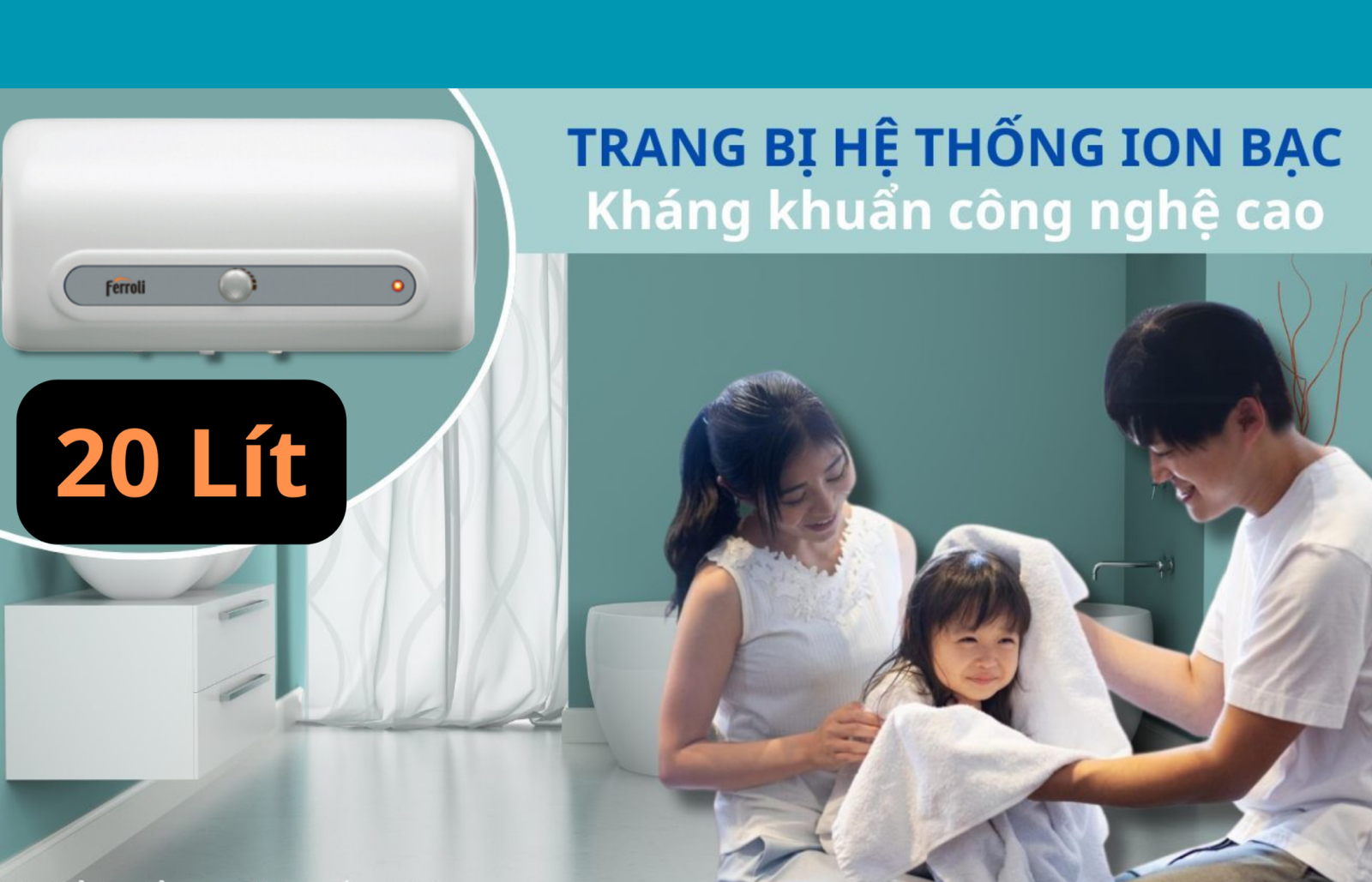 Bình nóng lạnh Ferroli 20l QQ EVO 20 AG+ kháng khuẩn