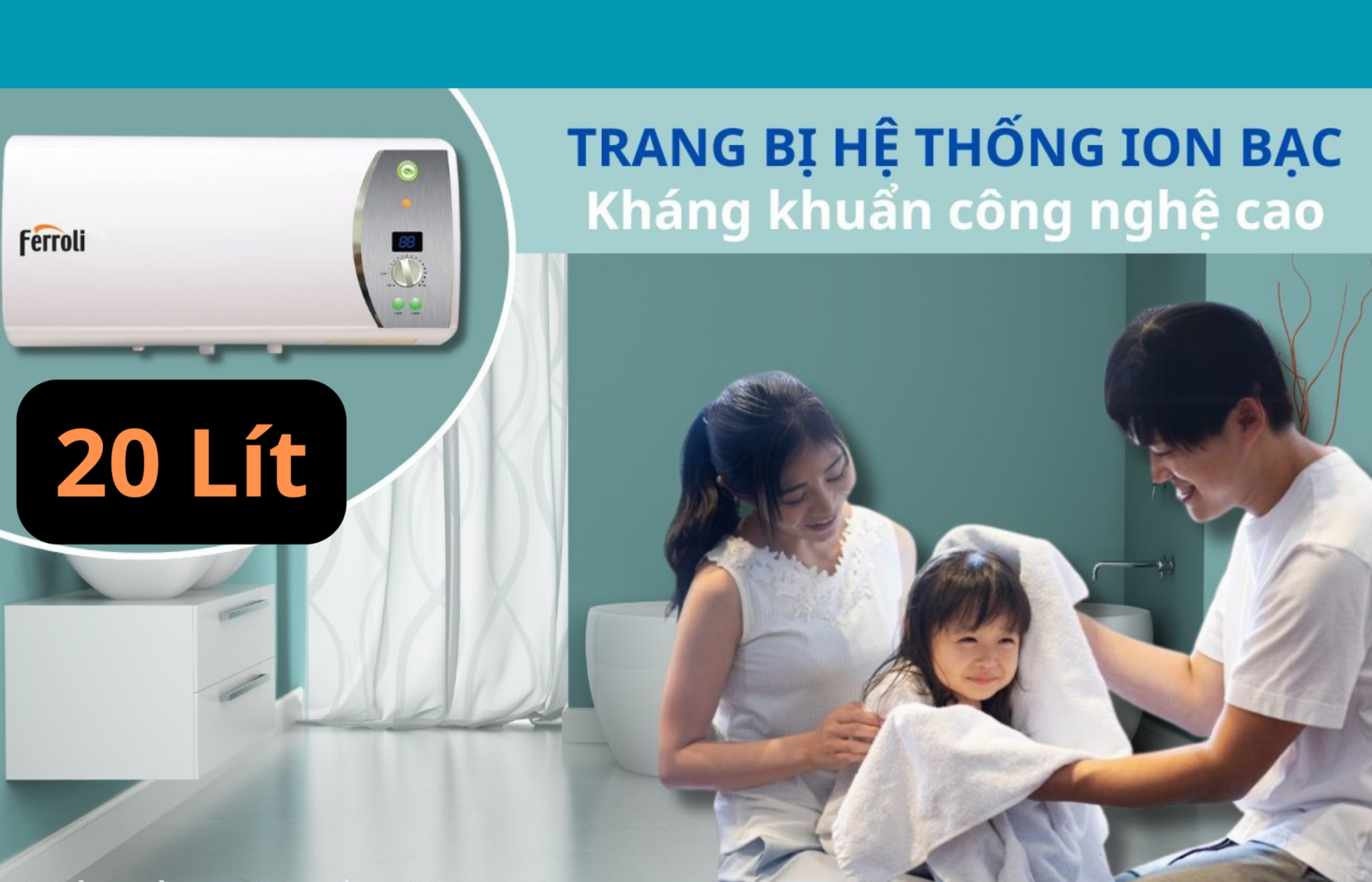 Bình nóng lạnh Ferroli 20 lít VERDI 20 AG+ kháng khuẩn