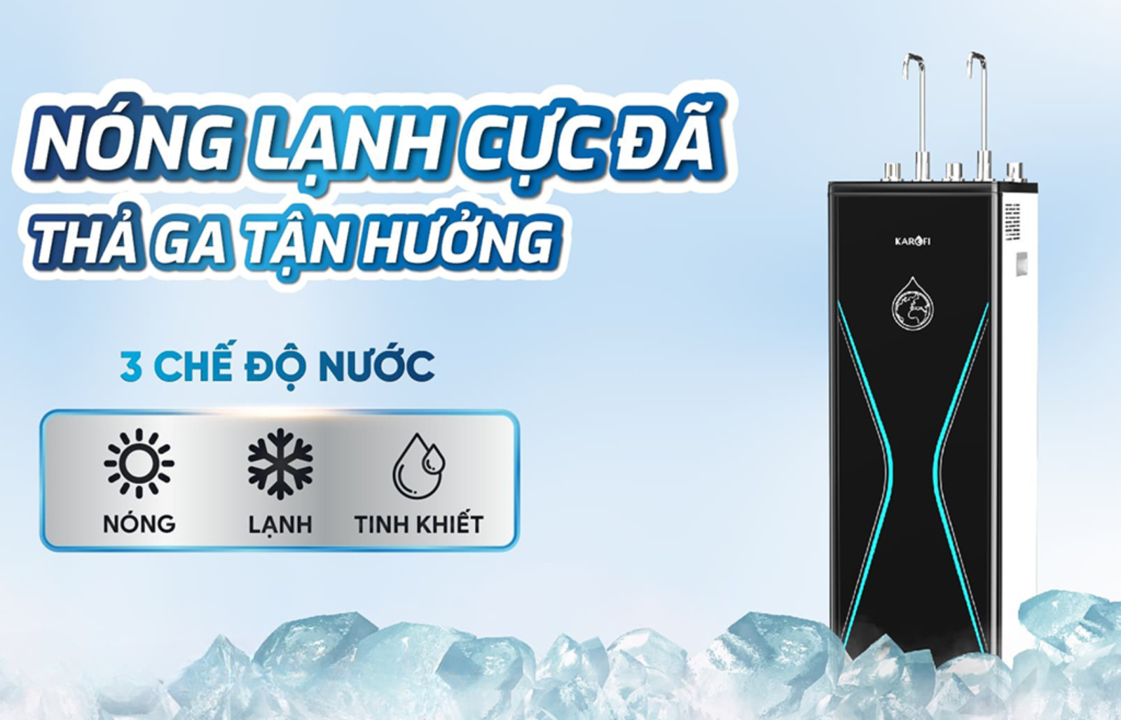 Máy lọc nước nóng lạnh Karofi KAD-D528 11 lõi lọc