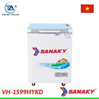 Tủ đông Sanaky 150 lít VH-1599HYKD mặt kính cường lực xanh