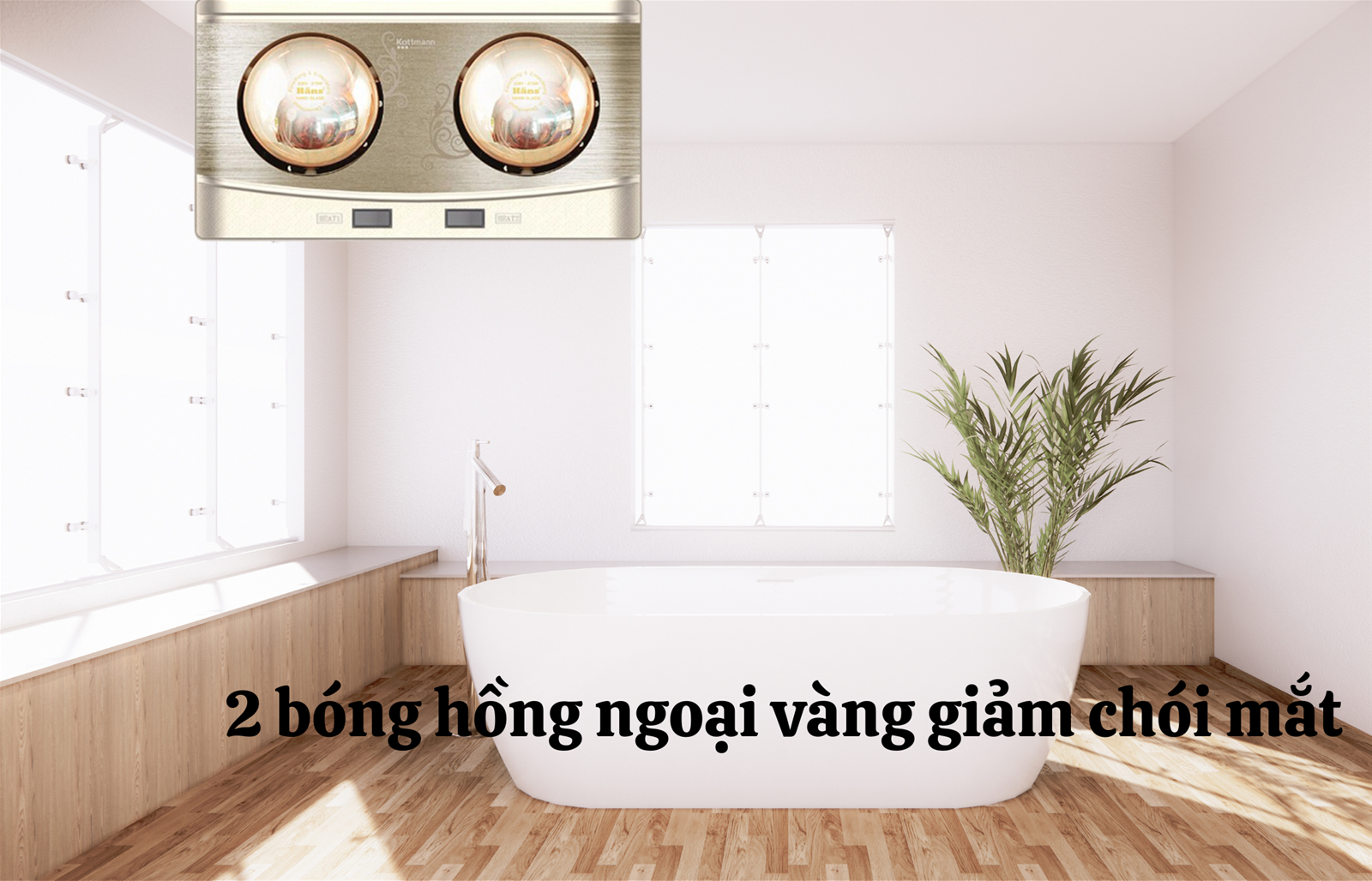 Đèn sưởi nhà tắm Kottmann 2 bóng K2B-Q