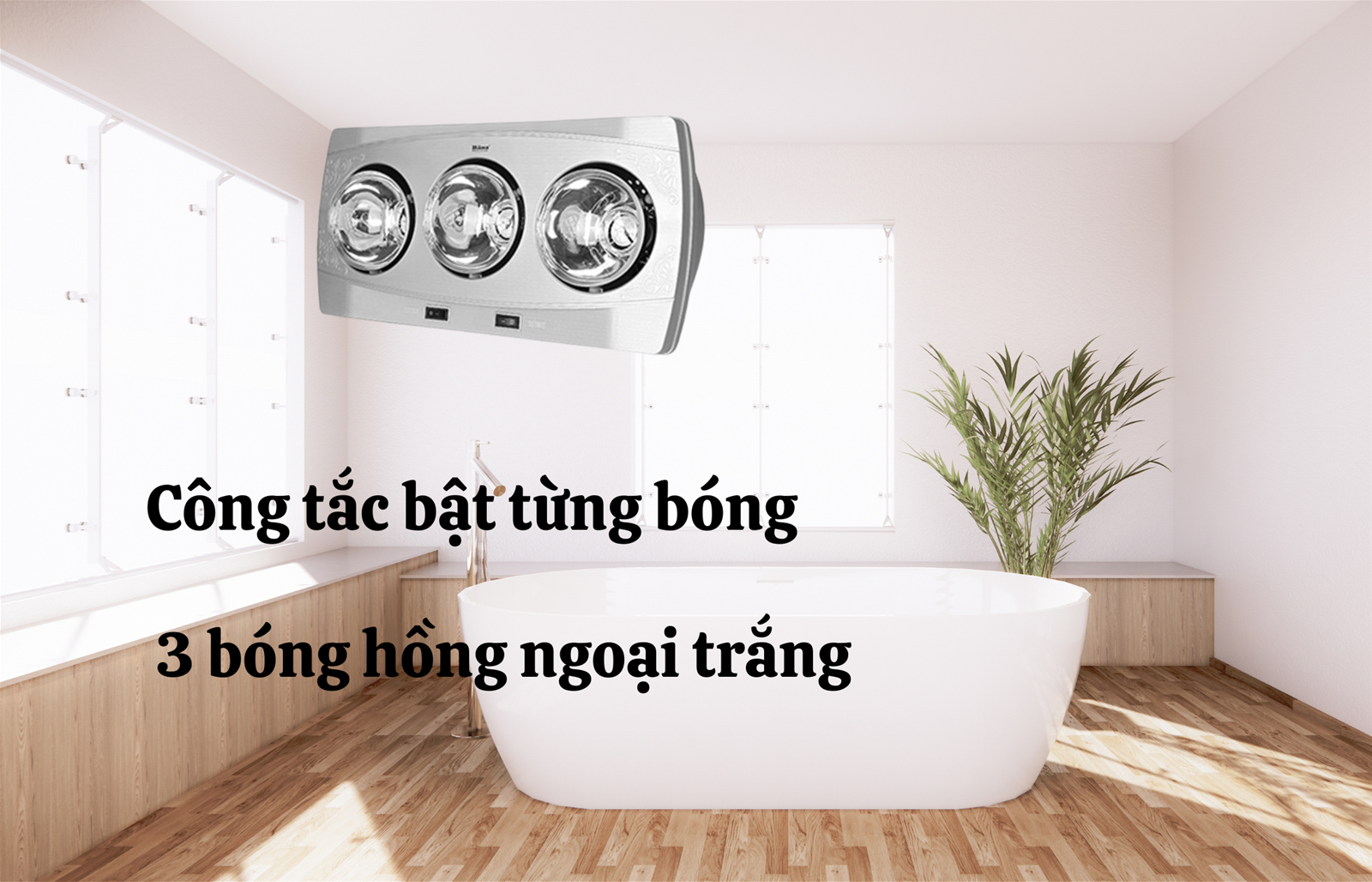 Đèn sưởi nhà tắm Hans 3 bóng - H3B