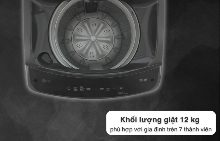 Khối lượng giặt 12kg và 6 chương trình giặt tích hợp