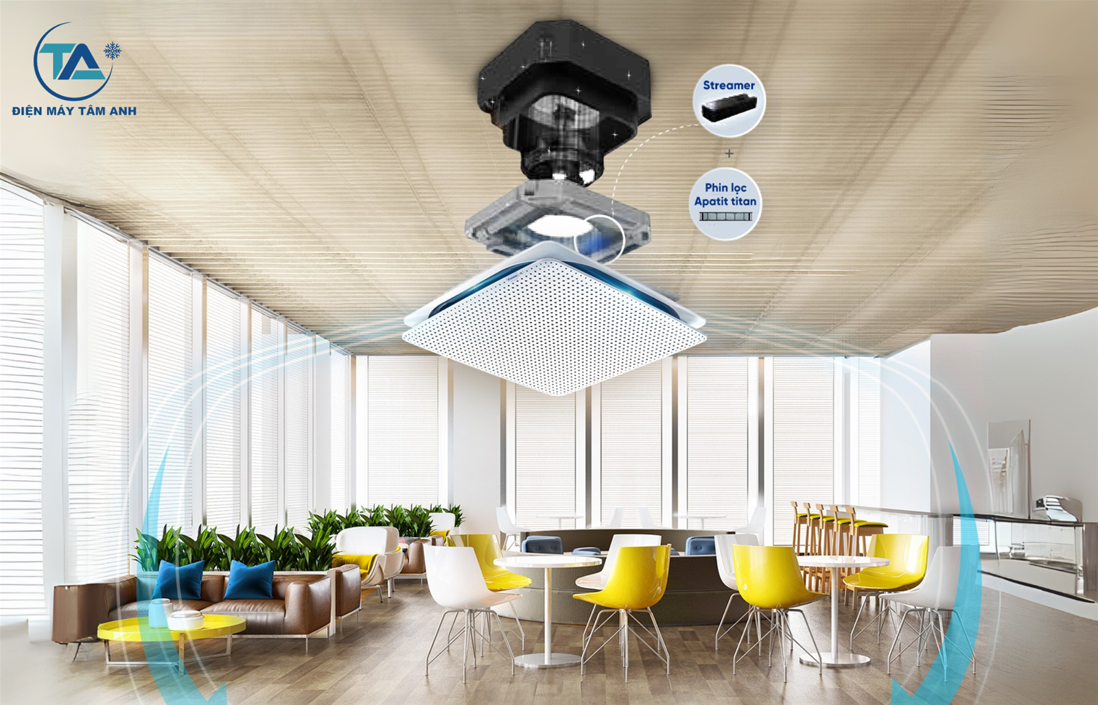 Luồng gió bao phủ toàn diện, làm mát tối đa