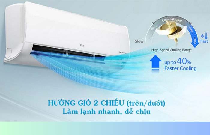 Hướng gió 2 chiều, làm lạnh nhanh dễ chịu