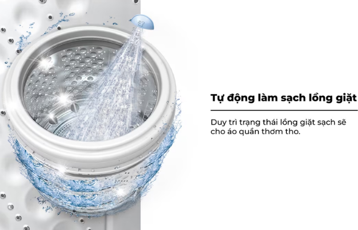 Tích hợp sẵn chu trình làm sạch lồng giặt tiện lợi